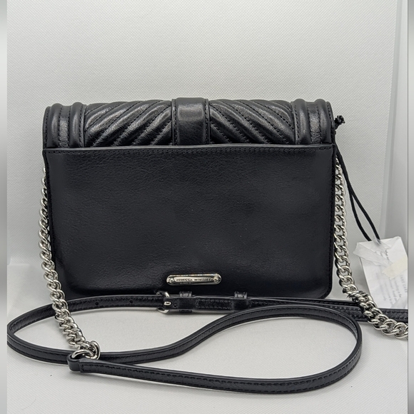 NWT Black Leather Rebecca Minkoff Chevron Quilted Purse - Picture 3 of 5